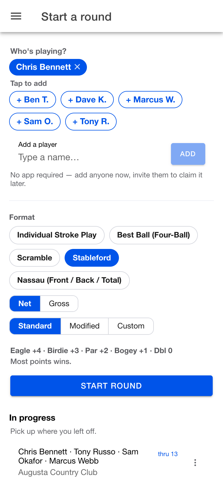 Pick the game